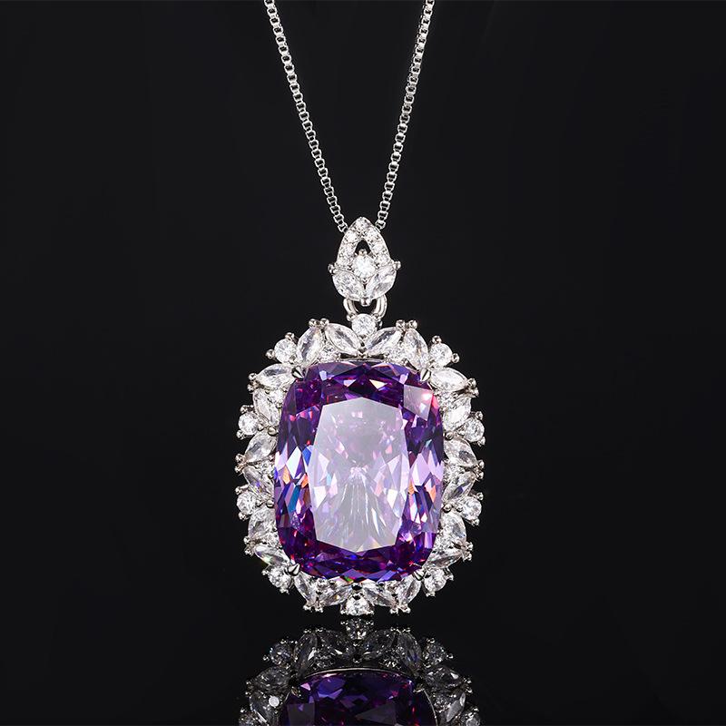 Jewelry Copper Bottom Gold-Plated Simulation Bird'S Nest Cut Purple Diamond Temperament Set 15 * 20-10 * 12