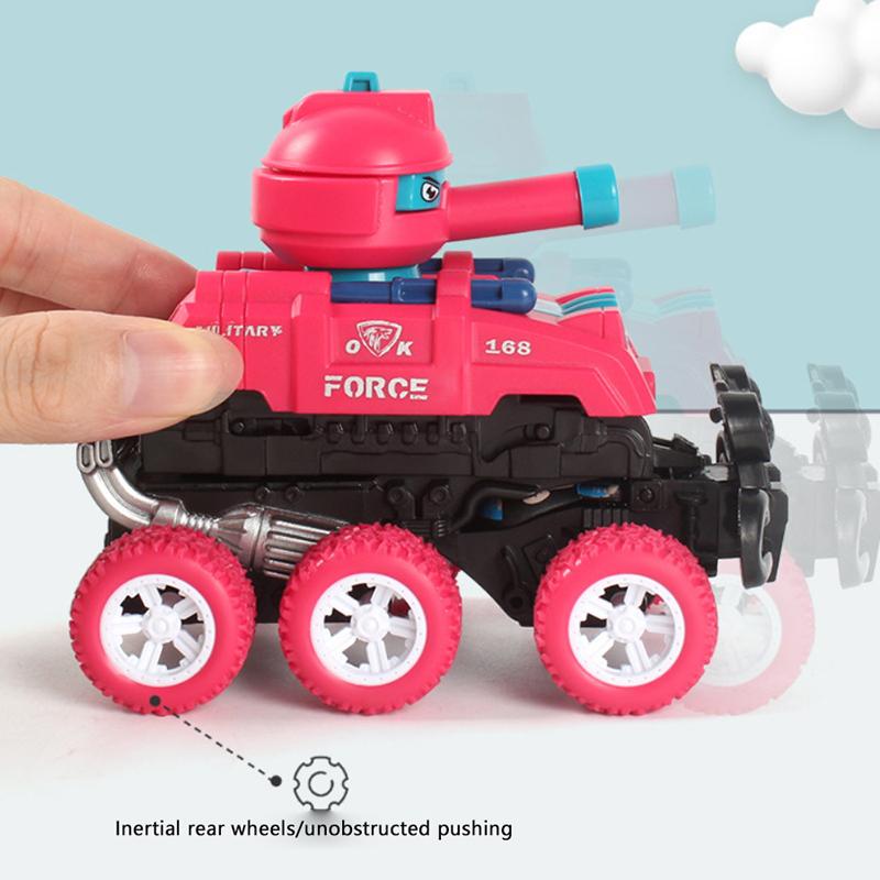 1 Piece Gift For Boys Girls Collision Deformation Can Launch Tank Simulation Walking Six-Wheel Inertial Off-Road Vehicle Model