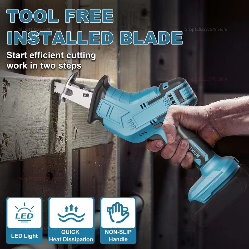 Cordless Electric Reciprocating Saw Handheld Outdoor Multi-Purpose Cutting Tool for Wood Metal Pipes Without Battery New