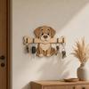 Wandmontierter Holz-Schlüsselhalter Hund hält Knochenförmigen Eingangshaken für Zuhause