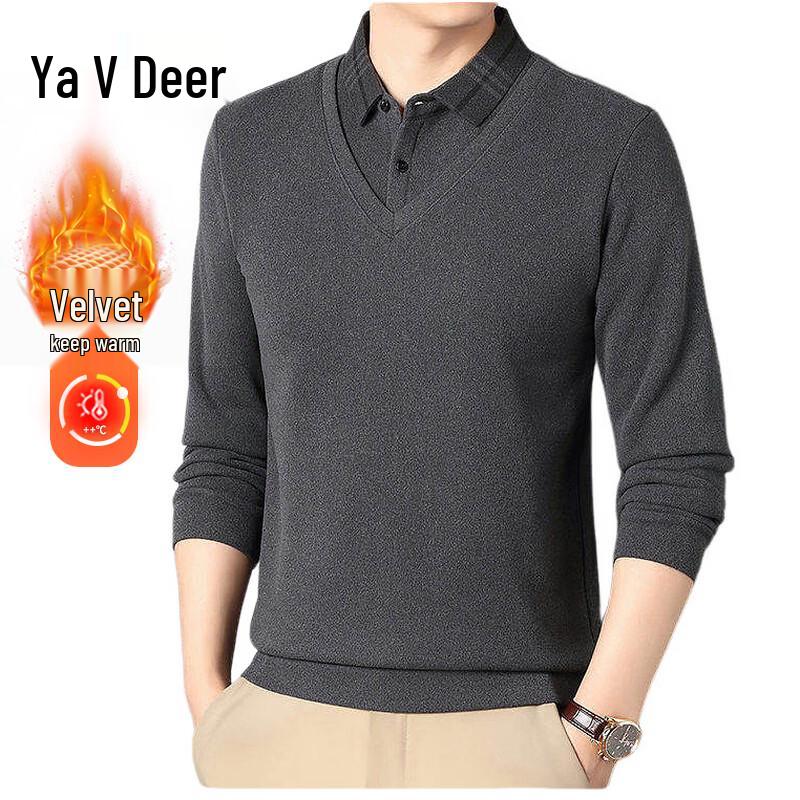 Yalu Men s Fleece-Lined Thermal Sweater XL