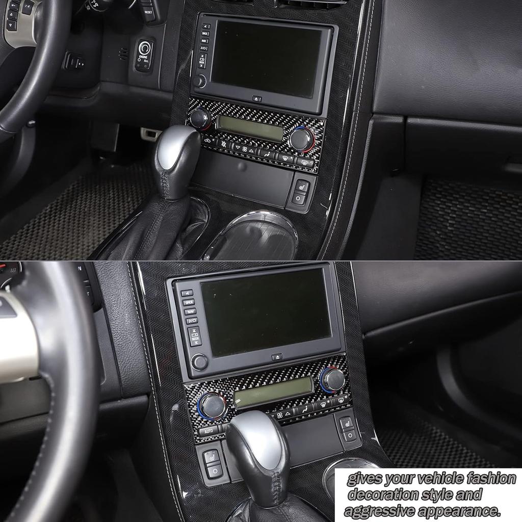 Lcojicep Center Control Dash Board Air Conditioner Switch Panel Cover Trim with Corvette C6 Z06 ZR1 2005-2013, Soft Carbon Fiber Air Condition