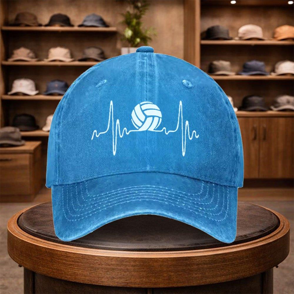 A MenS Volleyball Heart Rate Baseball Cap Stylish And Adjustable for Outdoor Use Featuring an Urban Design This Lightweight