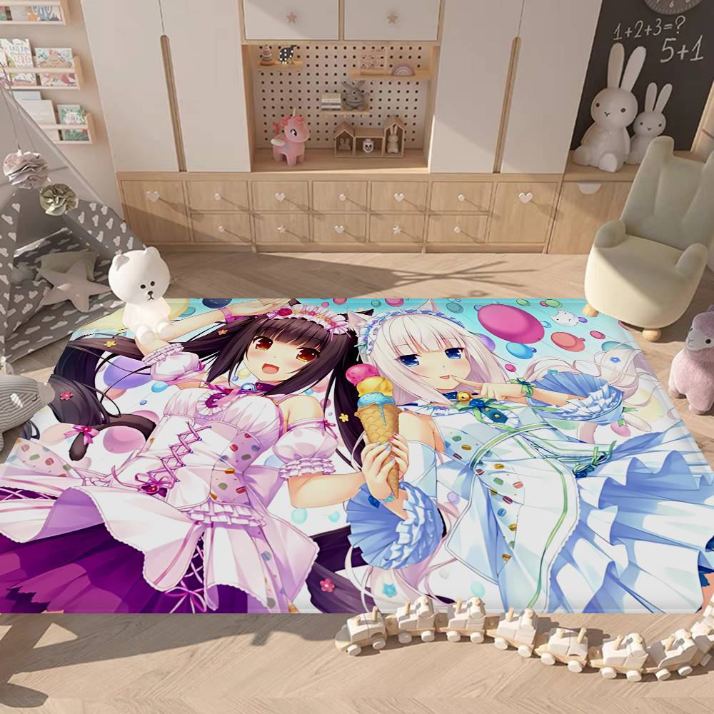 Nekopara Anime Room Mats Anti-slip Absorb Water Long Strip Cushion Bedroon Mat Household Carpets