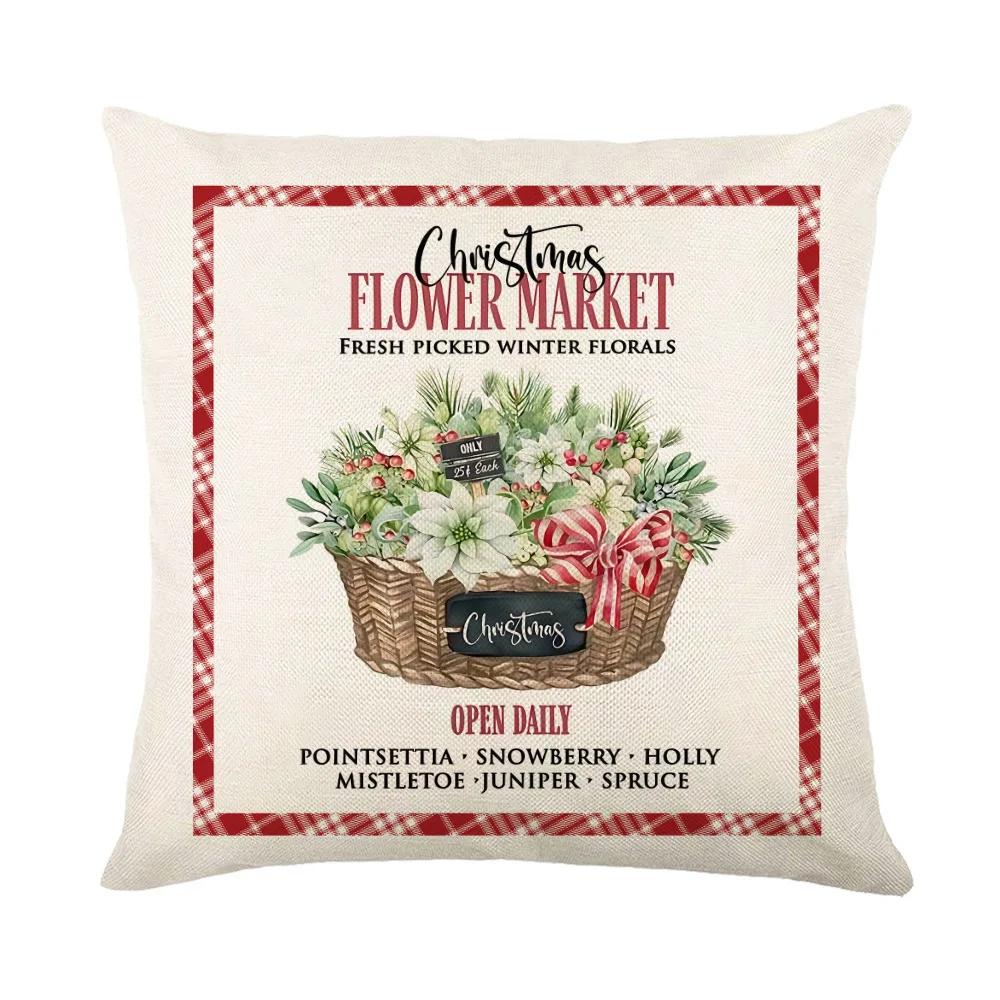 Poszewka na poduszkę świąteczna, poszewka na poduszkę z jeleniem w stylu farmhouse, zimowa dekoracja świąteczna, poszewka na poduszkę, dekoracja wnętrza