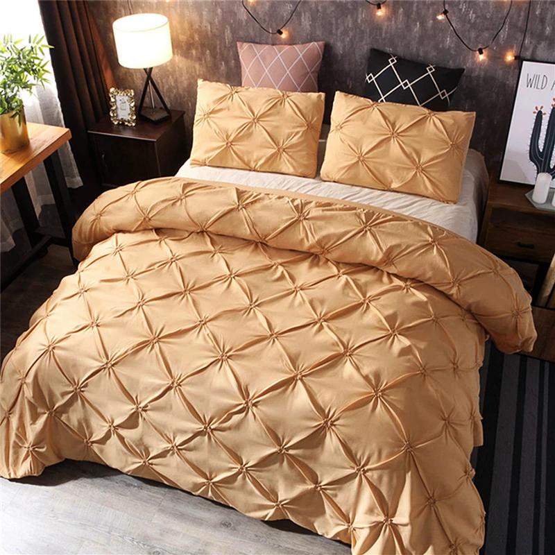 Black Duvet Cover Set Pinch Pleat 2/3pcs King Size Polyester Bedclothes Bedding Sets Luxury Home Hotel Use(no Filling No Sheet)