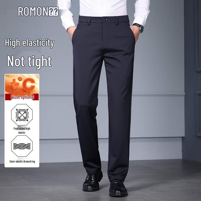 

ROMON Men s Autumn/Winter Straight-Leg Casual Business Trousers 30