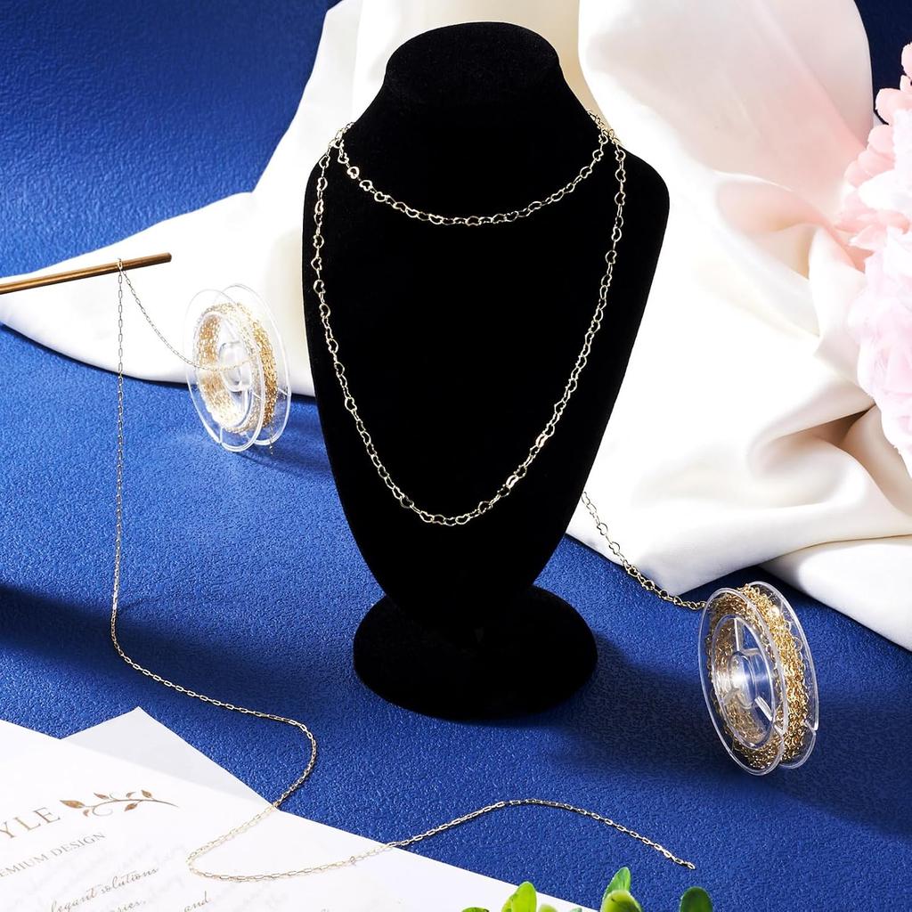 Pandahall 2 Rolls 14K Gold Plated Heart Link Chains Small Link Cable Chains 5 Yards Brass Gold Jewelry Chains for Permanent Jewelry Making Bracelet