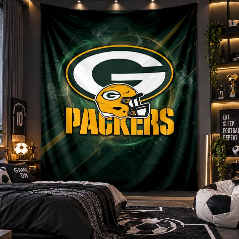 Wall Hanging Tapestry Green Bay Packers Print Cloth for Living Room Bedroom Home Decor