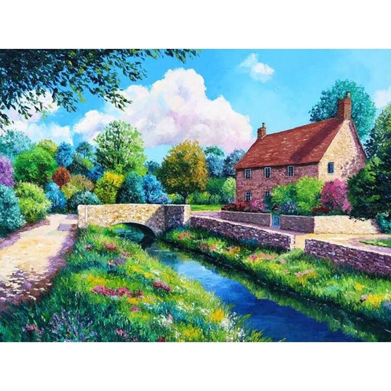 Ny DIY 5D diamantmaleri Scenic Lake Diamond Brodery Scenery Cross Stitch Full Rund Drill Mosaikk Home Decor Gift