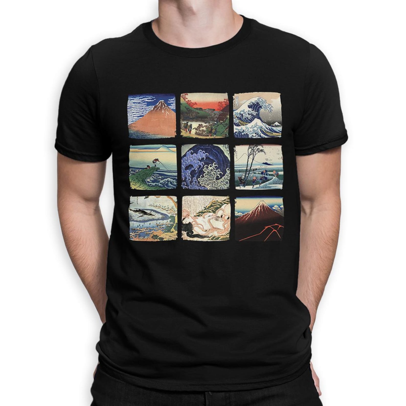 Katsushika Hokusai Japanese Art T-Shirt, Men s and Women s Sizes (ISK-741205) L