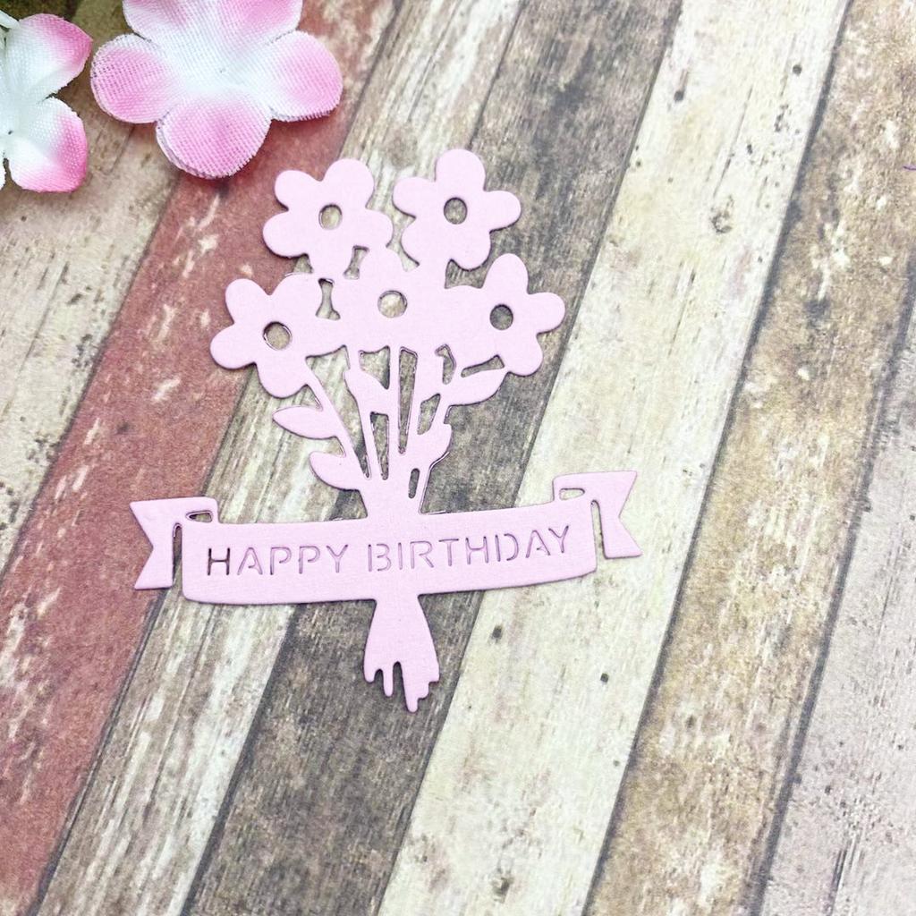 Happy Birthday Flower Decoration Metal Cutting Dies Stencil for DIY Scrapbooking Photo Album Embossing Paper Cards Crafts Diecuts