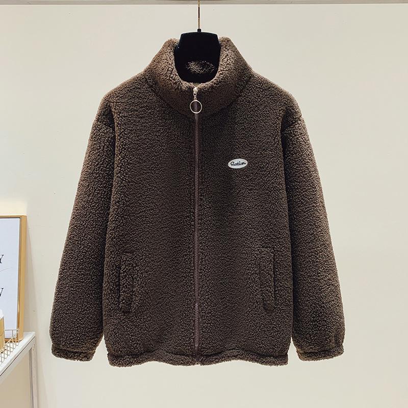 Unisex Fleece-Lined Lamb's Wool Jacket - Warm and Thick for Autumn/Winter