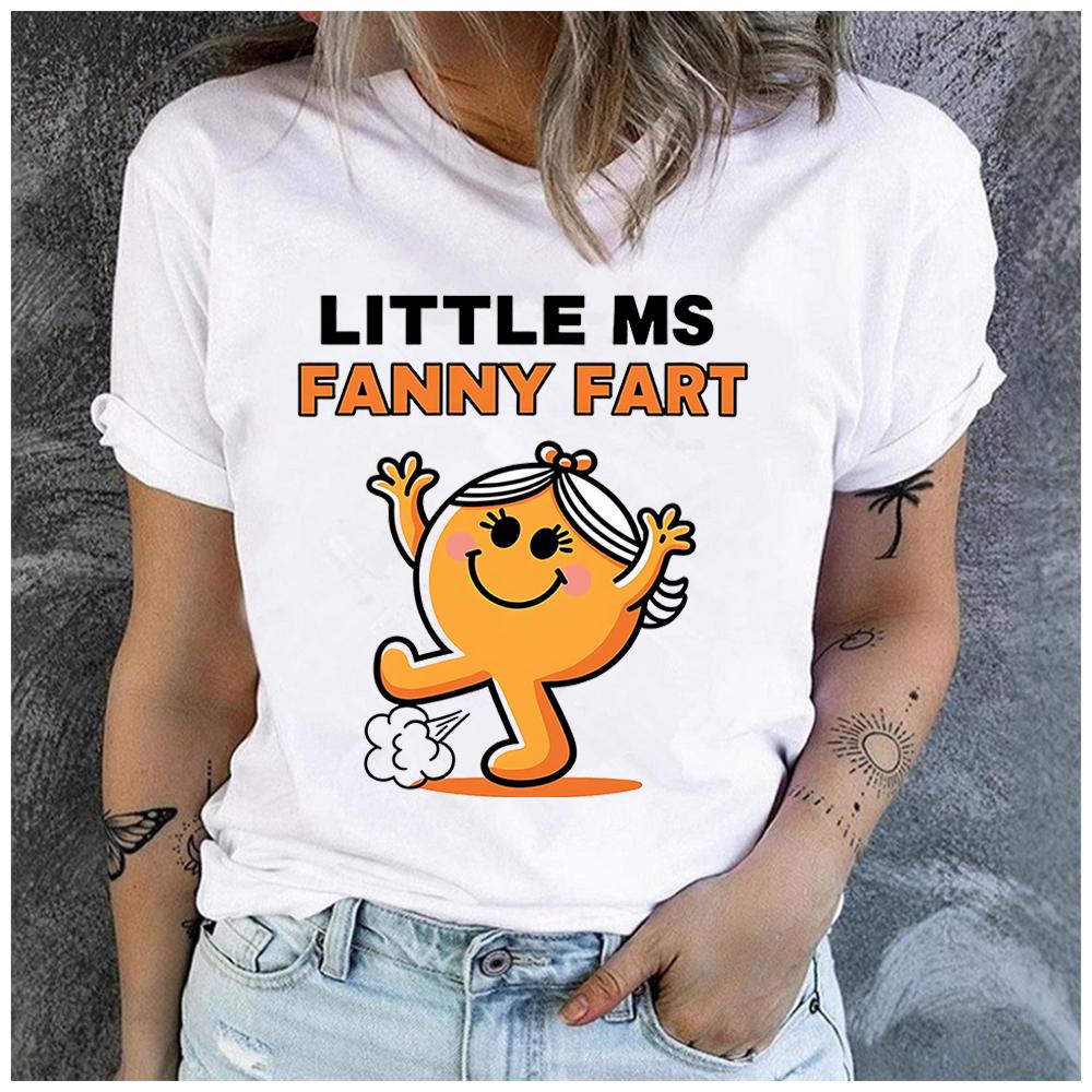 Unisex 100% Polyester Funny Self-Mockery Print Loose round Neck Short Sleeve Fashion Summer Top