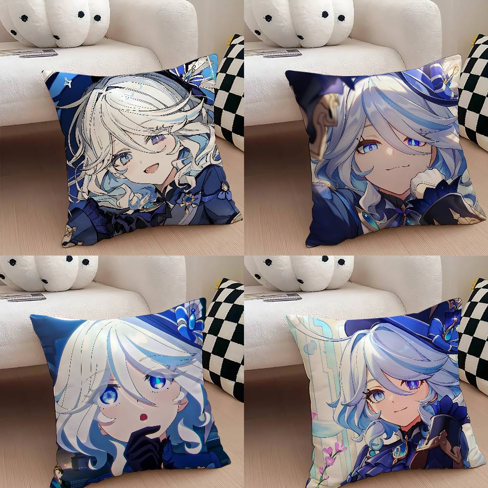 Cute F-Furina G-Genshin Impact Pillow Case Cushion Cover Soft Cute Throw Pillow Case For Car Sofa Pillowcase Polyester