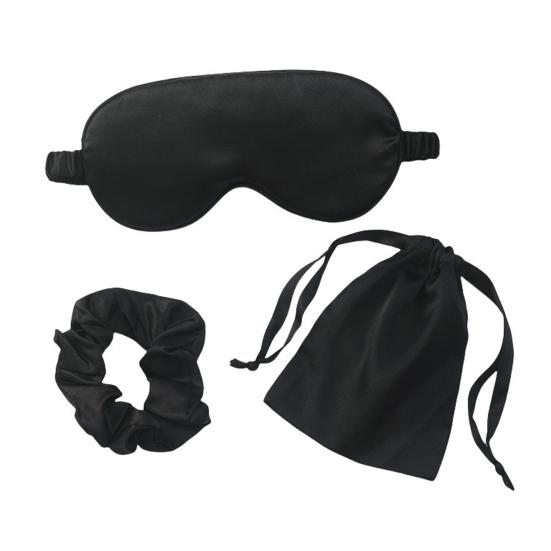 Silk Satin Sleep Mask Contoured Blindfold Bag Portable Airplane with Storage Set Adjustable Sleep Mask