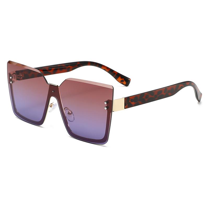 Chic Women's Half-Frame Sunglasses: Oversized, Stylish Design for Square & Round Faces