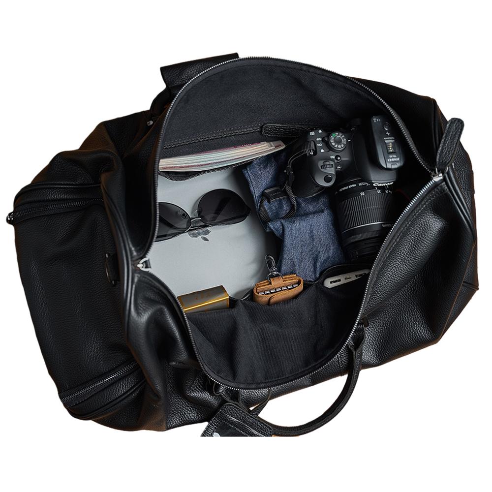 Geantă de călătorie pentru bărbați, din piele naturală, ocazională, geantă pentru bagaje de mână, geantă de fitness de mare capacitate, buzunar pentru pantofi pentru laptop de 18 inchi