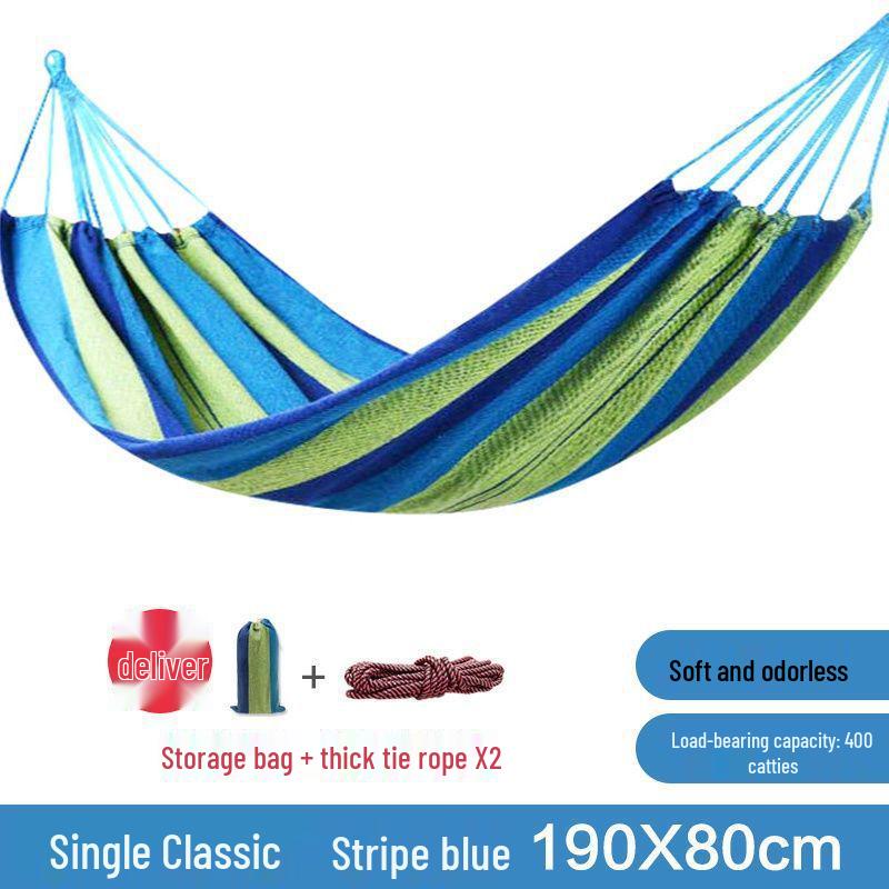 Canvas Hammock for Camping - Anti-rollover Design, Single/Double Person, Outdoor Swing with Curved Support