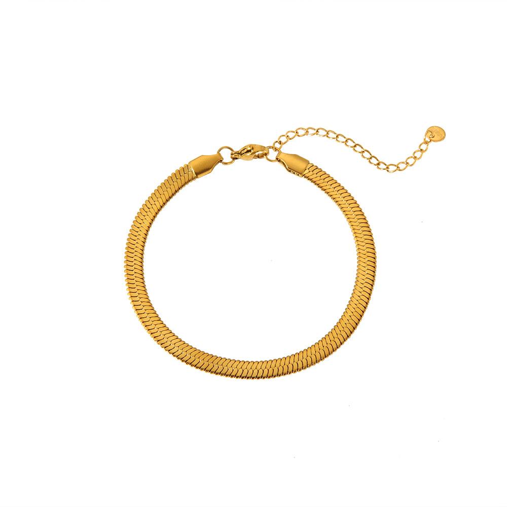 ins minimalist versatile bracelet multi-size flat snake chain stainless steel plated 18k gold waterproof jewelry niche design