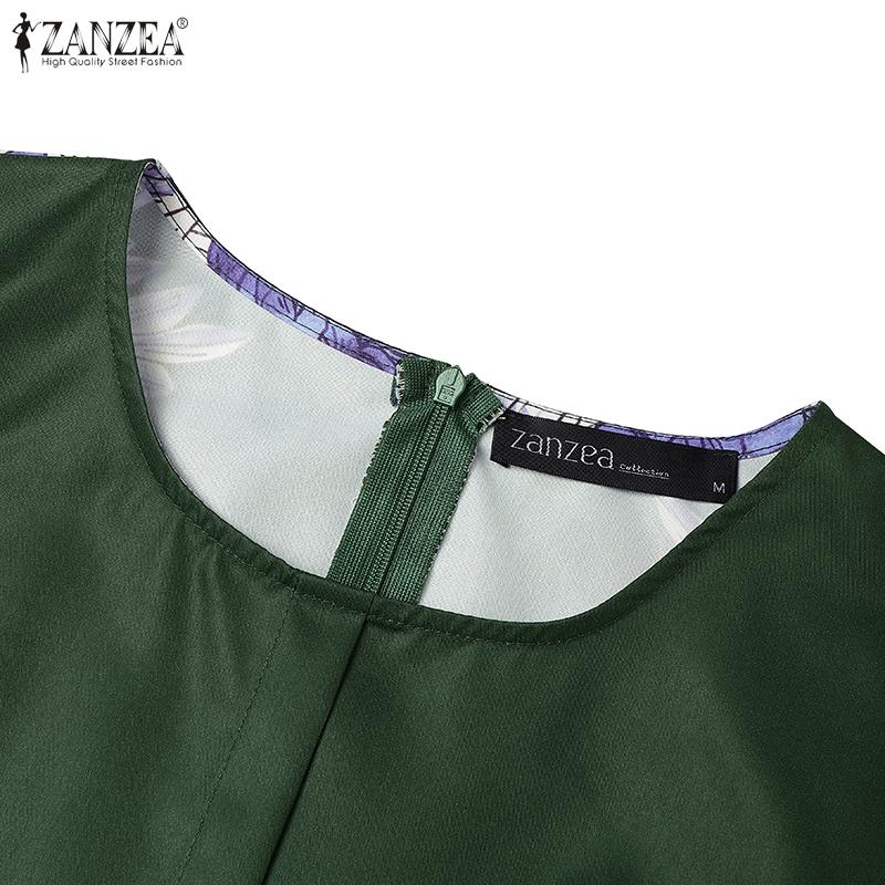 ZANZEA Women Floral Print Casual Round Neck Short Sleeve Dress