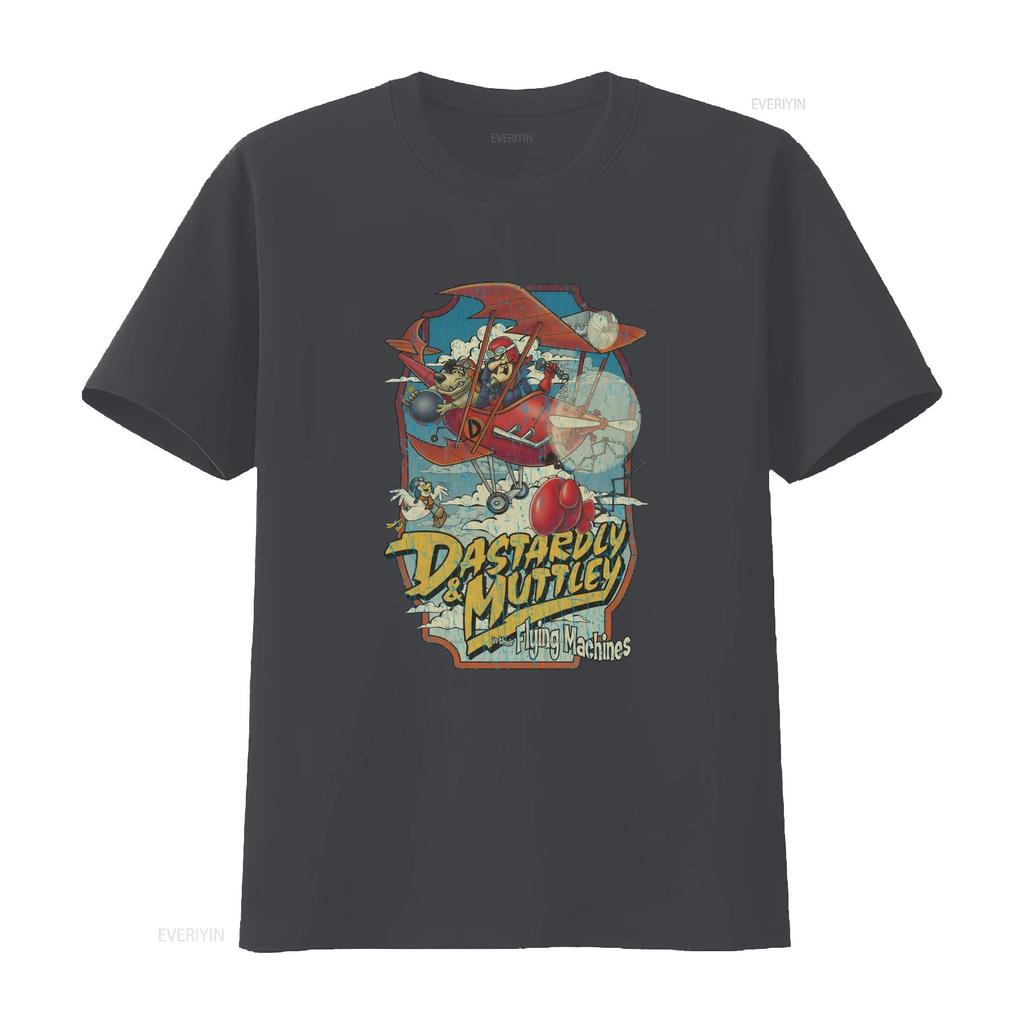 1969 Vintage Dastardly and Muttley Flying Machines Maglietta Uomo vintage Lavata Morbida abbigliamento stilista Moda Elasticizzata Elegante