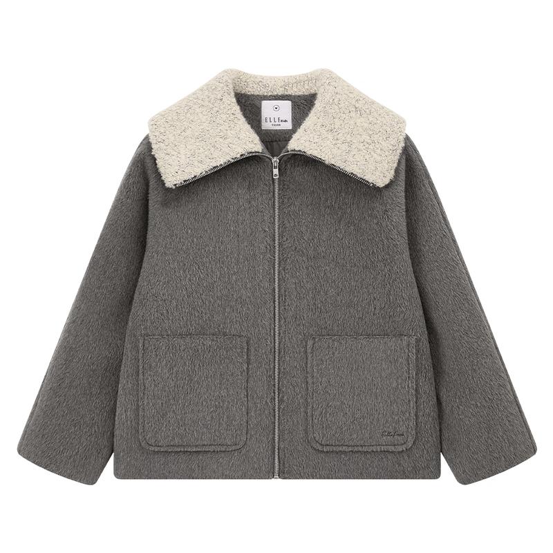ELLE KIDS Girls  French Style Wool Blend Lapel Coat 110/120
