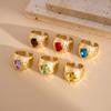 LATS Vintage Punk Inlaid Rhinestone Rings for Women Geometric Exaggerated Personalized Liquid Glossy Light Luxury  Jewelry