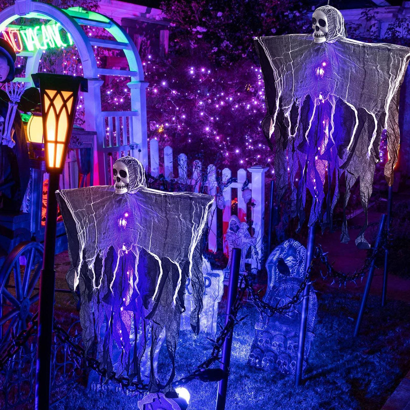 

Хэллоуин Уличное Украшение, 2 шт. Подвесное Украшение Люстра, Дом с Привидениями Хэллоуин Летающее Украшение для Двора Дерева Веранды Сада Вечеринки One Size