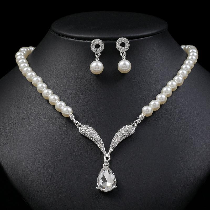 3pcs Women Zircon Droplet Necklace Earrings Set Elegant Bridal Zircon Weddings Parties Festive Gifts Trendy Luxury Accessories