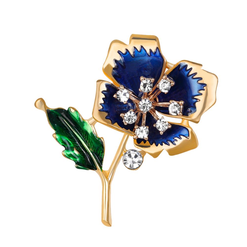 Fashionable High-end Women Flowers Brooch All-match Elegant Sparkling Rhinestone Breastpin Pin Party Jewelry Christmas Gift