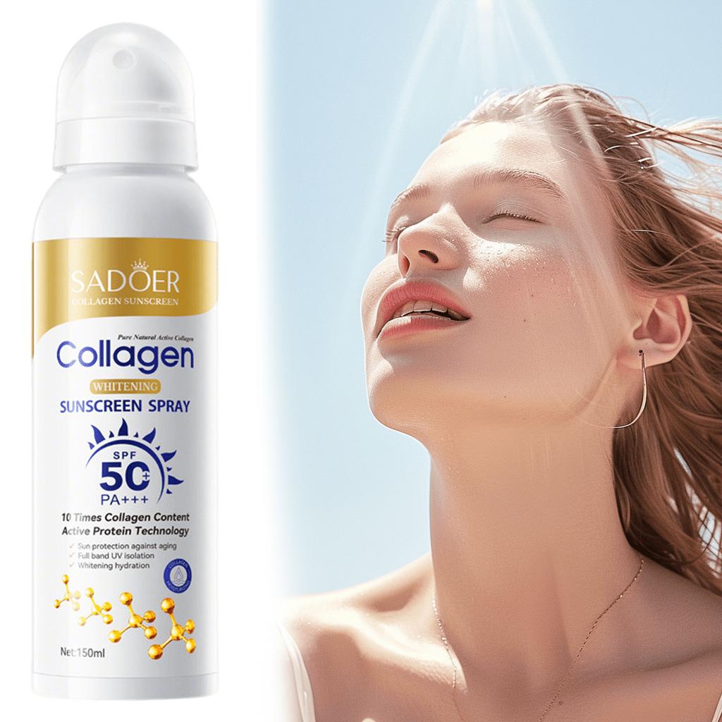 Collagen Anti Wrinkle Whitening Sunscreen Spray SPF50 PA+++ with UV Protection for Face and Body