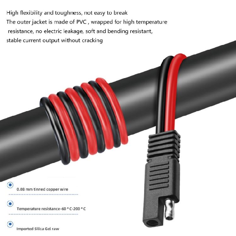 Covered Battery Connection Leads with Panel Mount 2 Pin Ends and Copper Conductors for Vehicle or Motorcycle Wiring Systems, 4 Pack