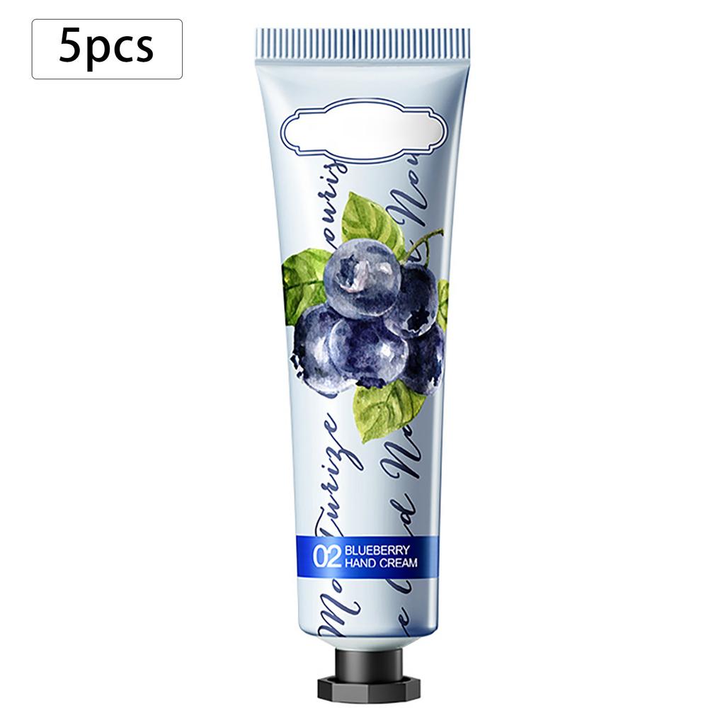 Travel-Size Hand Lotion Gift Set of 5, Moisturizing Cream with Fruity Floral Scents, Nourishing Care for Dry Cracked Hands in Winter