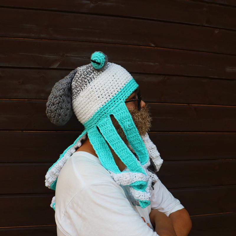Adult Halloween Crochet Octopus Headgear - Funny Wool Yarn Hat