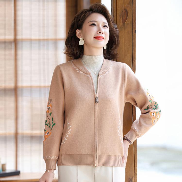 

Весенне-осенний костюм-кардиган для женщин среднего и пожилого возраста Новое осеннее платье для матери Западный стиль Вязаное пальто Привет, теща Свадебное платье 3XL