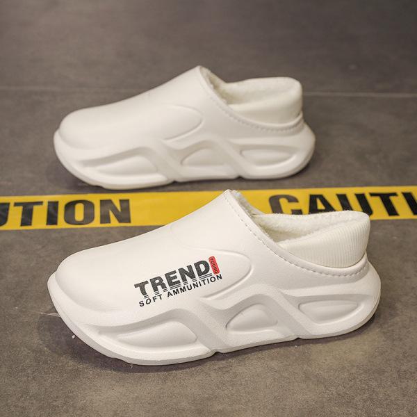 Vodotěsné pánské bavlněné pantofle na podpatku - 2024 nové protiskluzové, venkovní a odolné proti nečistotám, ideální pro podzimní a zimní domácí použití v interiéru