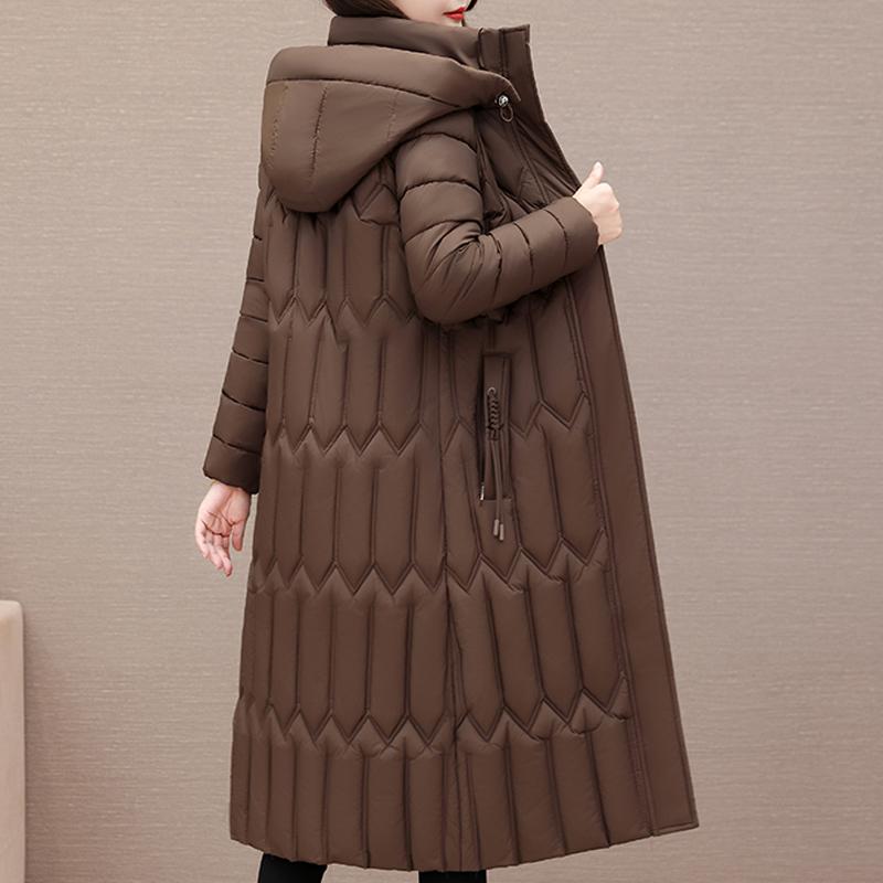 Fashion Middle Age Women's Winter Parka Hooded Casual Warm Long Coats Thick Women Jackets