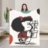 Mafaldas Polka Dot Art Flannel Blanket  Creative Throw Blanket for Home 150*125cm Bedspread