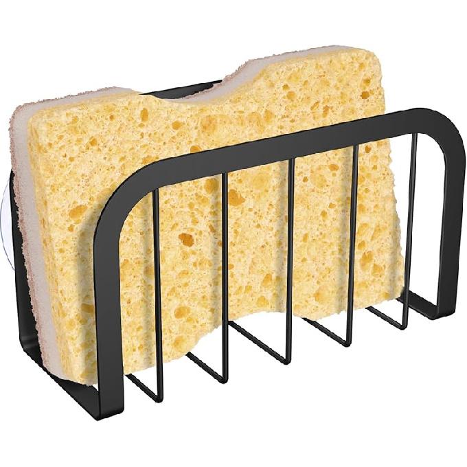 Sponge Holder for Kitchen Sink with Suction Cups, Kitchen Sponge Holder,Sink Caddy(Black)