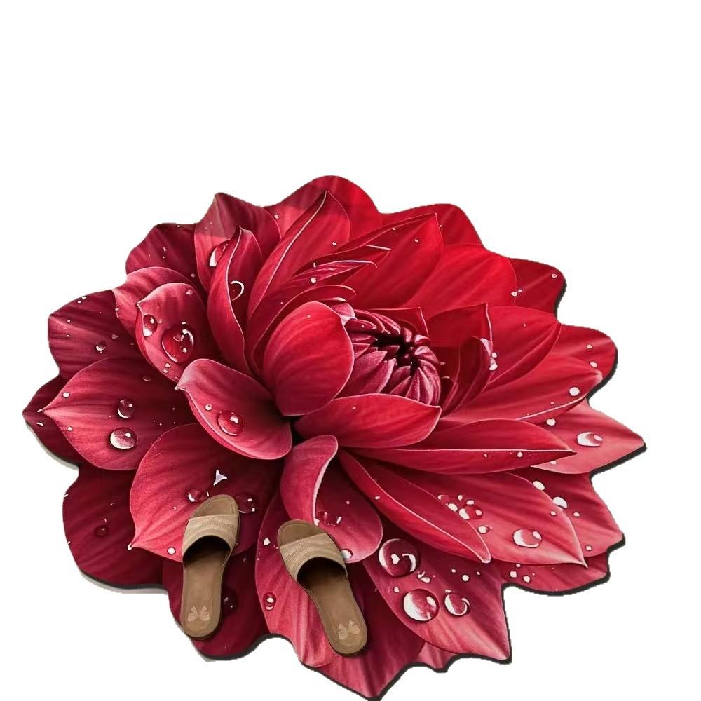 3D Flower Carpet Absorbent Anti Slip Easy To Maintain Living Room Coffee Table Dirt Resistant Carpet