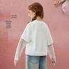 ASK JUNIOR Girls' Faux Layered Lace Bow Long Sleeve T-Shirt