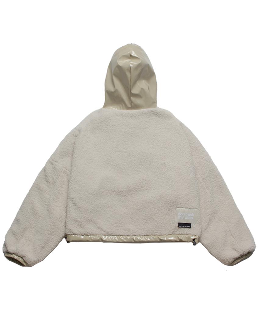 Damp Reversible Glossy Hooded Zip-Up Jumper_Beige