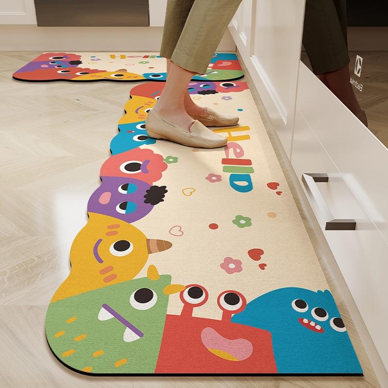 Rug for Kitchen Water-absorbing Quick-drying Oil-absorbing Floor Mat Diatom Mud Anti-slip Mats Irregular Shape Long Strip Carpet