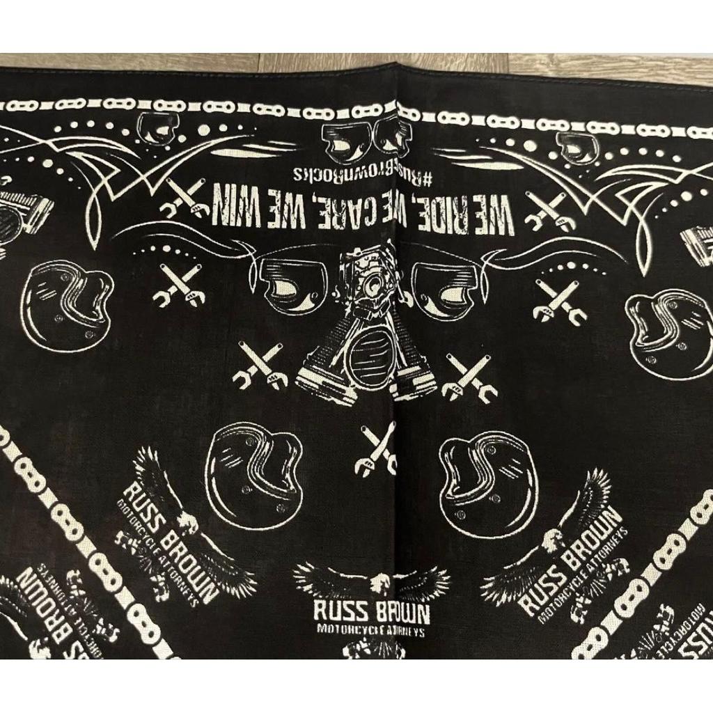Used Vintage Ras Brown Bandana Tattoo Studio Yamada Ren Scarf Harley Motorcycle