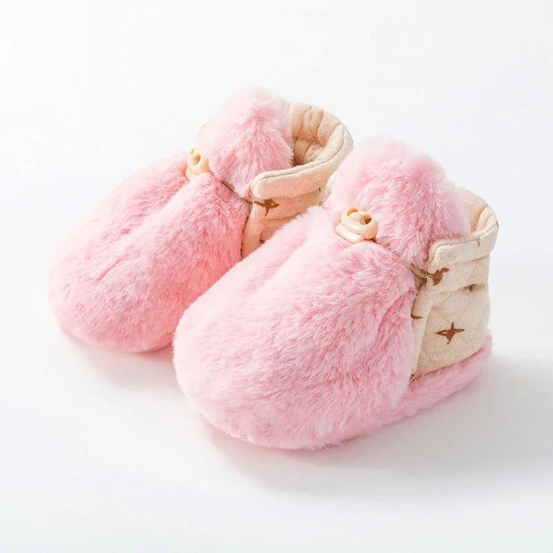 

2024 Осень Зима Новая Детская Обувь Мягкая Подошва Обувь для Малышей Девочка Теплая Хлопковая Плюшевая Повседневная Обувь для Новорожденного Ребенка Zapatos Bebe Niña M-insole12cm розовый