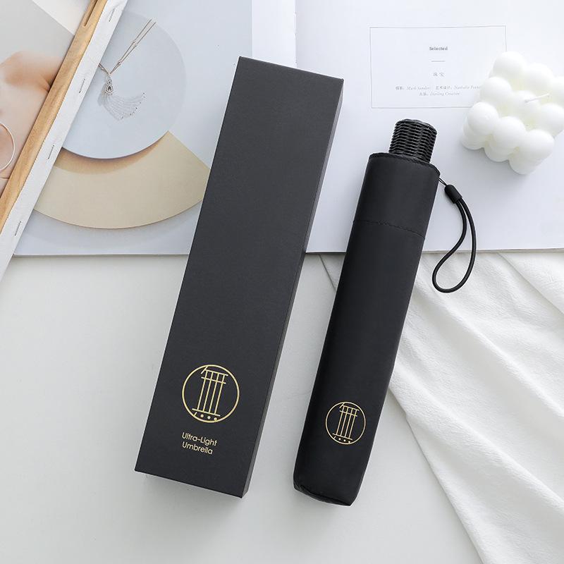 Ultra-Light 160g Sunscreen Pencil Umbrella, 108cm, Black, Dual-Purpose for Sun and Rain, UPF 50+, Gift Box Included