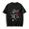 Rock Dinosaur Breaking Wall Print Casual Trendy T-Shirt Pure Cotton T-shirt