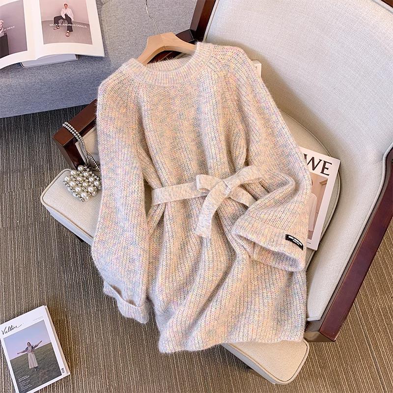

2025 Plus Size Cozy Knit Sweater for Women - Autumn/Winter Loose Mid-Length Top Small абрикосовий