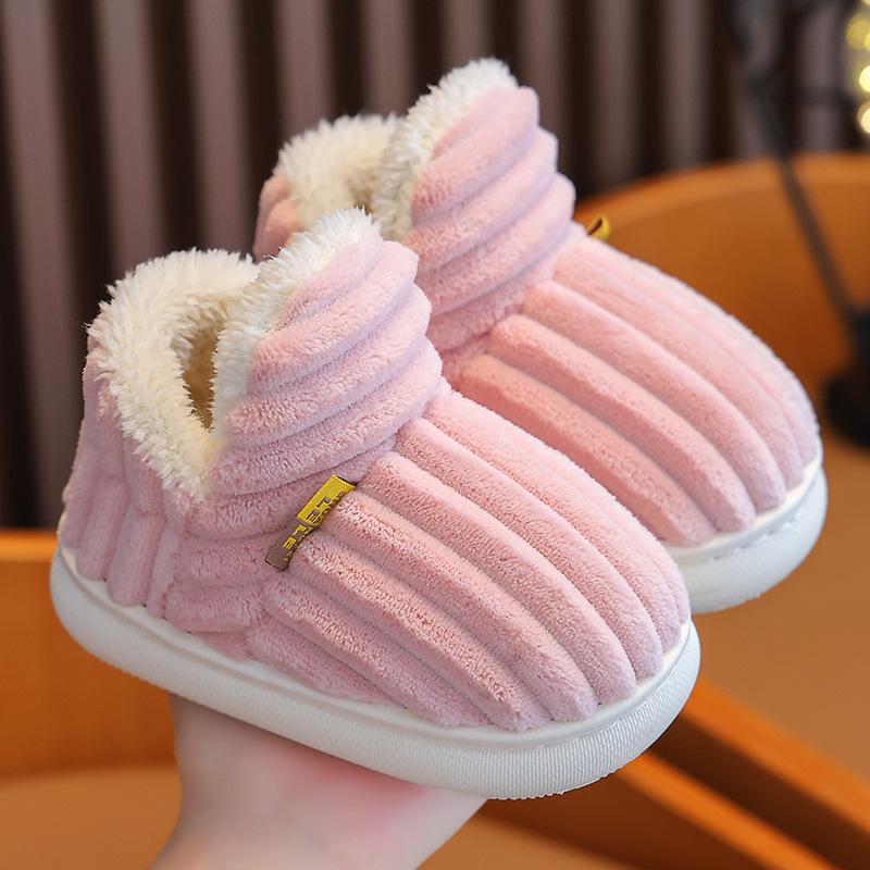 Children's Winter Fluffy Cotton Slippers for Boys & Girls – Non-slip, Warm, Heel-Covered, Parent-Child Design